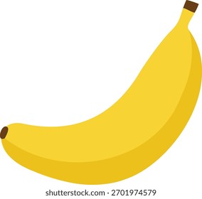 flache Vektorgrafik einer gelben Banane mit brauner Spitze.