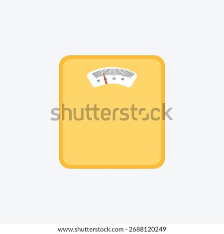 Flat vector illustration of a yellow bathroom weight scale. Yellow body weight measurement scale icon. Health, diet, and fitness flat vector graphic