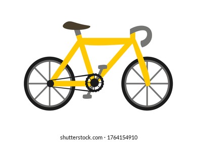 Ilustración vectorial plana de una bicicleta amarilla aislada sobre fondo blanco. Transporte ecológico de la ciudad.