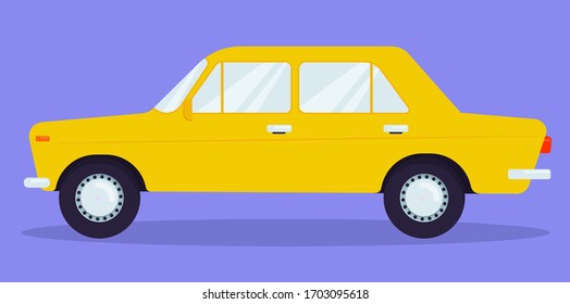 Flaches Vektorillustration-Illustration: gelber Wagen.
