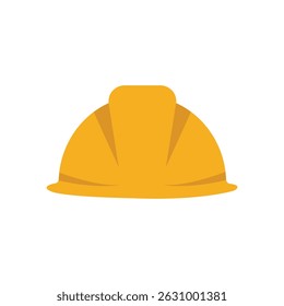 Flat vector illustration of a yellow construction hard hat isolated on a white background. Represents safety, protection, and industrial workwear. Perfect for construction and safety-related content.