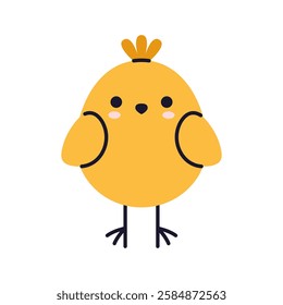 Flat vector illustration of a yellow easter chick. A cheerful and festive design element perfect for spring and easter decorations.