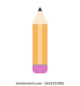 Flat Vector Illustration of Yellow Pencil