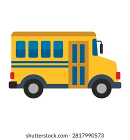 Flat vector illustration of a yellow school bus used for student transport