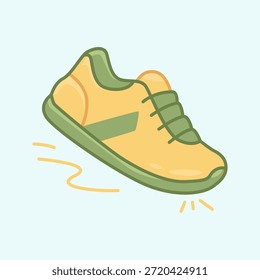 Ilustración vectorial plana de una zapatilla de correr de color amarillo-verde que simboliza la forma física, el entrenamiento y el estilo de vida saludable. Perfecto para el deporte, maratón o diseños relacionados con el gimnasio.
