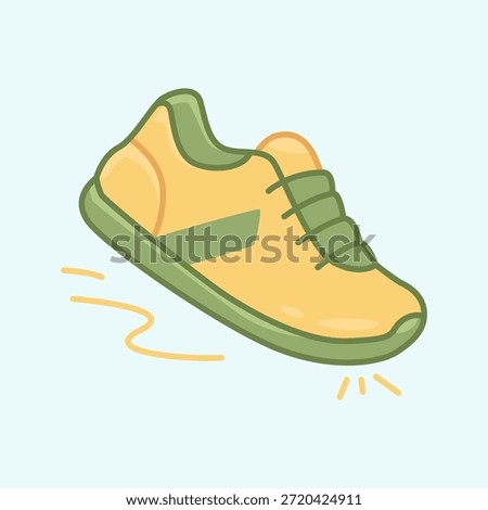 Flat vector illustration of a yellow-green running shoe symbolizing fitness, training, and healthy lifestyle. Perfect for sport, marathon, or gym-related designs.