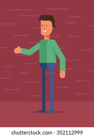 Flat Vector Illustration of Young Character 