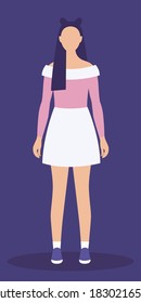 Flat vector illustration of a young female character, casual look, millennial lifestyle
