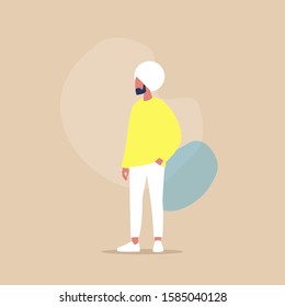 Flat vector illustration of a young indian male character keeping his hand in pocket, casual look, millennial lifestyle