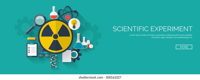 Flat vector illustration.Radiation, danger. Laboratory experiments.