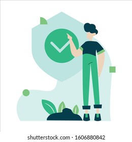 Flat vector illustrations concept of entrepreneur's activities. A Man supervises and analyzes how the business works. Businessman planning his strategy vector.