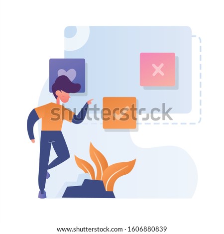 Flat vector illustrations concept of entrepreneur's activities. A Man supervises and analyzes how the business works. Businessman planning his strategy vector.