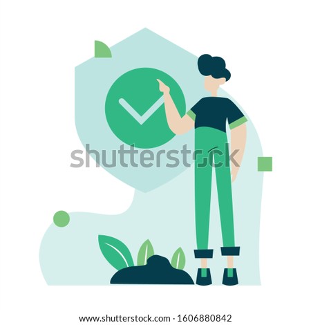Flat vector illustrations concept of entrepreneur's activities. A Man supervises and analyzes how the business works. Businessman planning his strategy vector.