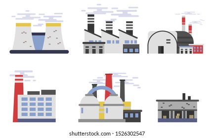 Set Six Flat Vector Illustrations Factories Stock Vector (Royalty Free ...