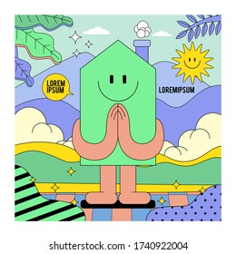 flat vector illustrations set. Smiling character greeting gesture. Cheerful elementary. Vector. Illustration art