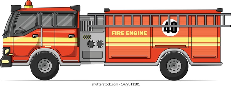 Flat Vector Illustrator Fire Engine Truck Stock Vector (royalty Free 