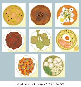 diseño de iluminación vectorial plana de la cocina tradicional indonesia