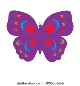 Flat vector image of a butterfly. Beautiful butterfly isolated on white background. Illustration for designer
