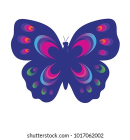 Flat vector image of a butterfly. Beautiful butterfly isolated on white background. Illustration for designer