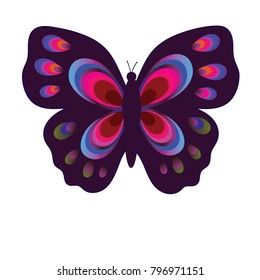 Flat vector image of a butterfly. Beautiful butterfly on white background. Illustration for designer