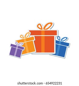 Flat vector image of colored gift boxes