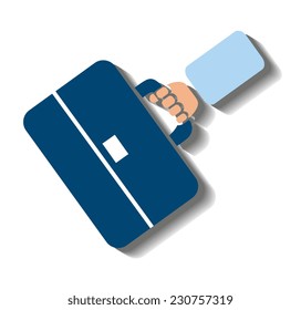 Flat vector image of a hand carrying a briefcase