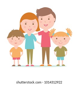 Flat vector image of a happy family