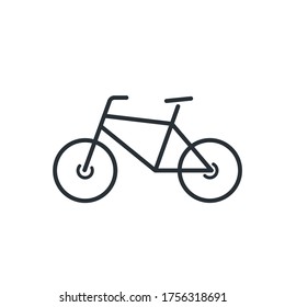 flat vector image isolated on white background, bicycle linear icon