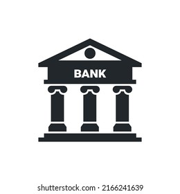 flat vector image isolated on white background, bank icon with columns, financial institution