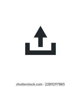 flat vector image isolated on white background, upload arrow up icon, computer pictogram or web design element