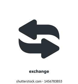 flat vector image on white background, black arrows pointing in different directions, money exchange icon