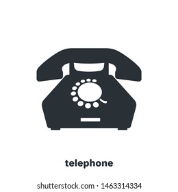 flat vector image on white background, rare landline telephone icon in black, phone number or make calls