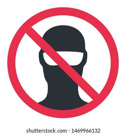 Flat Vector Image On White Background, Black Balaclava Icon, Prohibition Man Hiding His Face