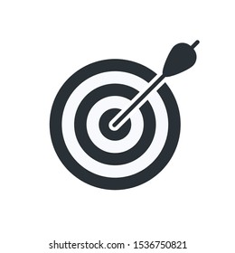 flat vector image on white background, target with arrow jutting out of it, business icon goal achievement