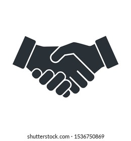 flat vector image on white background, handshake icon, business agreement and arrangement