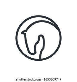 flat vector image on a white background, horse head logo in linear style