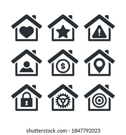 flat vector image on white background, internet and social networks home icons set