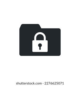 flat vector image on white background, folder icon with lock