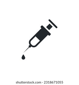 flat vector image on white background, syringe icon, medical and healthcare