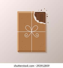 Flat vector image of vintage pack of chocolate