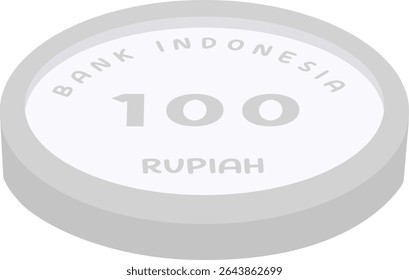 Flat vector of Indonesian 100 Rupiah coin. Great for financial infographics, currency visuals, or educational design about Indonesian money and economy.
