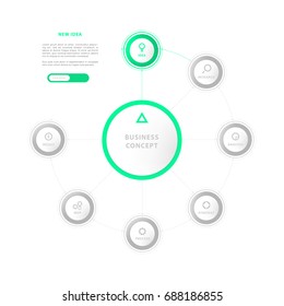 Flat vector infographic template with 3D elements, circles. Business concept with options of business development. For website, diagram, flow chart, steps, business process infographics, work flow