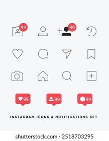 Flat Vector | Instagram icons and notifications set