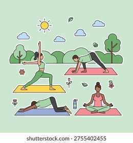 Flat Vector International Yoga Day Scene