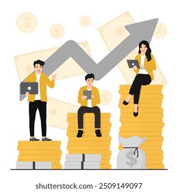 Flat vector investment financial growth concept illustration
