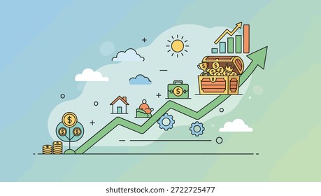 Cena de crescimento de investimento de vetor plano