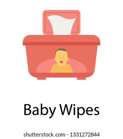 Flat vector ion of baby wipes.