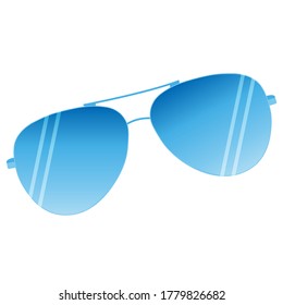 Flat vector isolated blue sunglasses with glare.