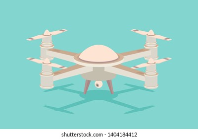 Flat vector isometric drone isolated on color background
