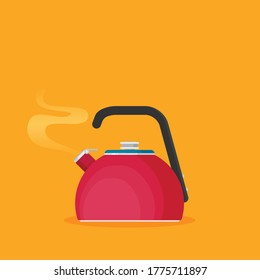 Flat vector kettle icon isolated on color background